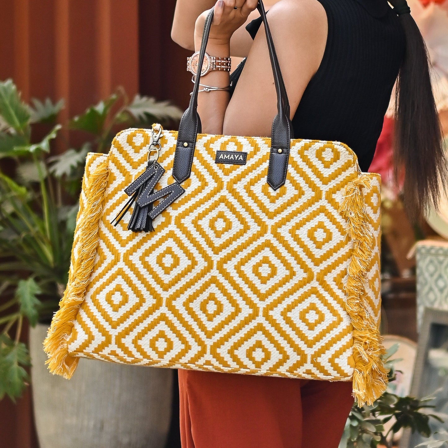 MUSTARD MELODY - RUFFLE TOTE BAG