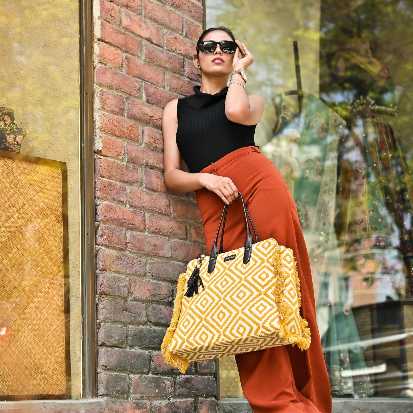 MUSTARD MELODY - RUFFLE TOTE BAG