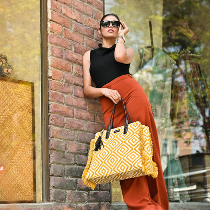 MUSTARD MELODY - RUFFLE TOTE BAG