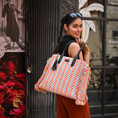 RAINBOW ROMANCE - RUFFLE TOTE BAG